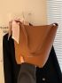 Twilly Scarf Decor Bucket Bag Letter Graphic Brown Medium