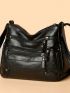 Minimalist Hobo Bag Zipper Black Vintage