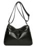 Minimalist Hobo Bag Zipper Black Vintage