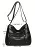 Minimalist Hobo Bag Zipper Black Vintage