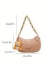 Quilted Hobo Bag Small With Bag Charm Zipper