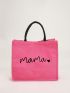 Letter Graphic Shopper Bag Small Linen