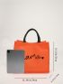 Letter Graphic Shopper Bag Small Linen Neon Orange