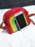 Rainbow Striped Pattern Dome Bag Small Zipper