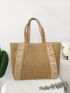 Minimalist Straw Bag Oversized Double Handle Vacation