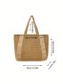 Minimalist Straw Bag Oversized Double Handle Vacation