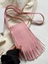 Minimalist Square Bag Mini Fringe Decor Pink