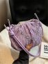 Chain Decor Ruched Bag Small Purple