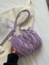 Chain Decor Ruched Bag Small Purple