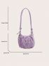 Chain Decor Ruched Bag Small Purple