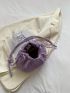 Chain Decor Ruched Bag Small Purple