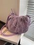 Chain Decor Ruched Bag Small Purple