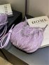 Chain Decor Ruched Bag Small Purple