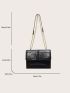 Minimalist Square Bag Small Flap Black