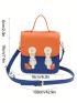 Colorblock Square Bag Buckle Decor Mini Flap