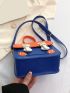 Colorblock Square Bag Buckle Decor Mini Flap