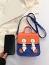 Colorblock Square Bag Buckle Decor Mini Flap