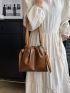 Minimalist Ruched Bag Small Brown