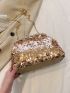 Sequin Decor Square Bag Rhinestone Decor For Party