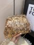 Sequin Decor Square Bag Rhinestone Decor For Party