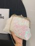 Sequin Decor Square Bag Rhinestone Decor For Party