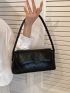 Geometric Pattern Baguette Bag Medium Black