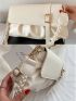 Minimalist Ruched Bag Small Flap White