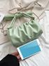 Minimalist Ruched Bag Mini Zipper Green