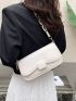 Letter Embossed Flap Baguette Bag Elegant