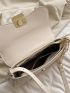 Letter Embossed Flap Baguette Bag Elegant