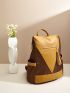 Two Tone Classic Backpack Tassel Decor Vintage