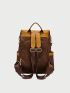 Two Tone Classic Backpack Tassel Decor Vintage