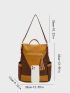 Two Tone Classic Backpack Tassel Decor Vintage