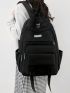 Letter Patch Decor Classic Backpack Preppy