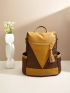 Two Tone Classic Backpack Tassel Decor Vintage