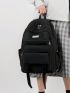 Letter Patch Decor Classic Backpack Preppy