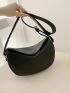 Small Flap Hobo Bag Litchi Embossed PU Minimalist