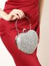 Mini Box Bag Heart Design Rhinestone Decor