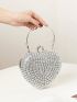 Mini Box Bag Heart Design Rhinestone Decor