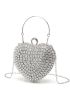 Mini Box Bag Heart Design Rhinestone Decor