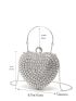 Mini Box Bag Heart Design Rhinestone Decor