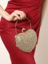 Mini Box Bag Heart Design Rhinestone Decor