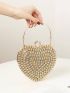 Mini Box Bag Heart Design Rhinestone Decor