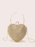 Mini Box Bag Heart Design Rhinestone Decor