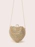 Mini Box Bag Heart Design Rhinestone Decor