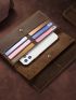 Minimalist Long Wallet Stitch Detail Trifold Genuine Leather Vintage