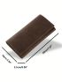 Minimalist Long Wallet Stitch Detail Trifold Genuine Leather Vintage