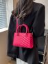Mini Square Bag Quilted Pattern Neon Pink Funky