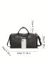 Studded Decor Travel Bag Letter Graphic With Shoes Compartment