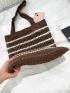 Striped Pattern Crochet Bag